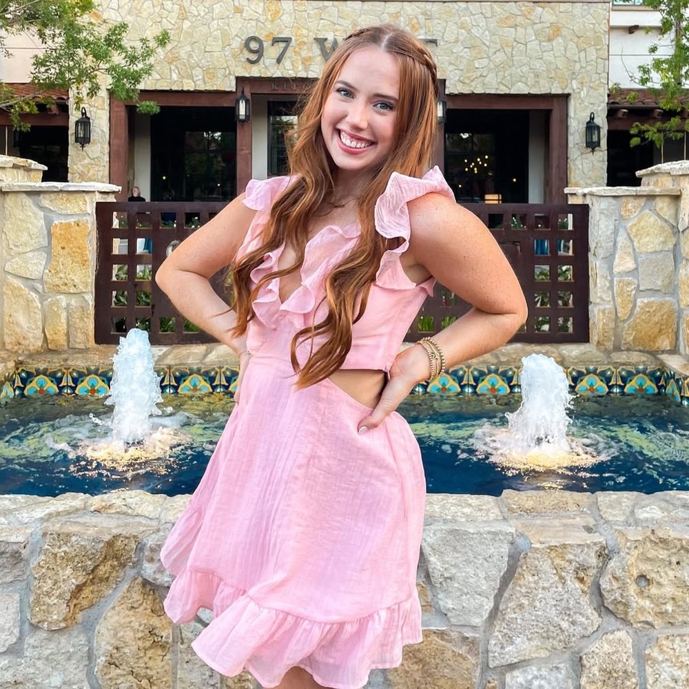 Peach/Pink mini ruffle Dress